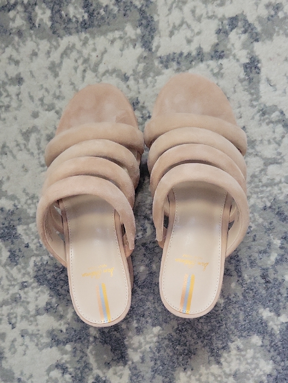 Sam Edelman Nude Beige Cork Wedge Slide Mules - Picture 2 of 10